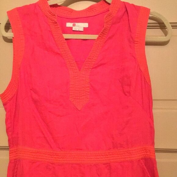 Boden Sleeveless Pink Linen Notch Neck Dress With Pockets - Picture 5 of 10